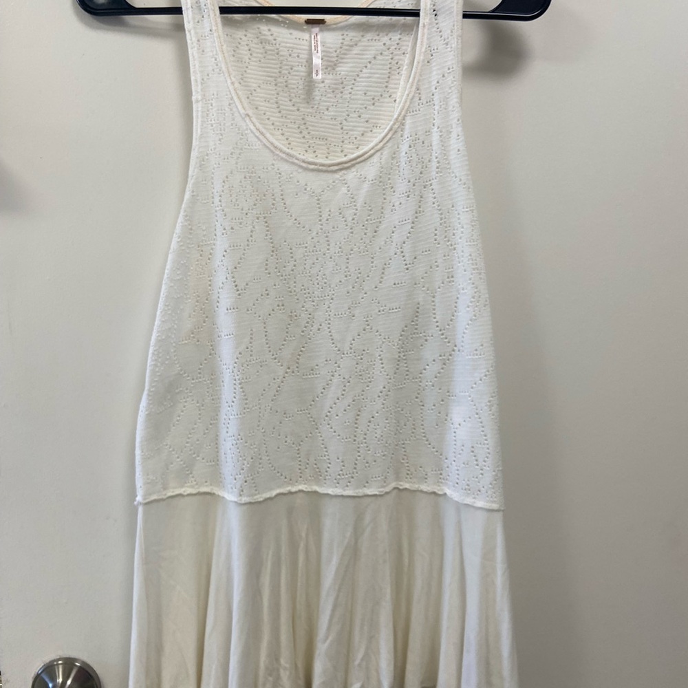 Free People White Eyelet Layered Tank